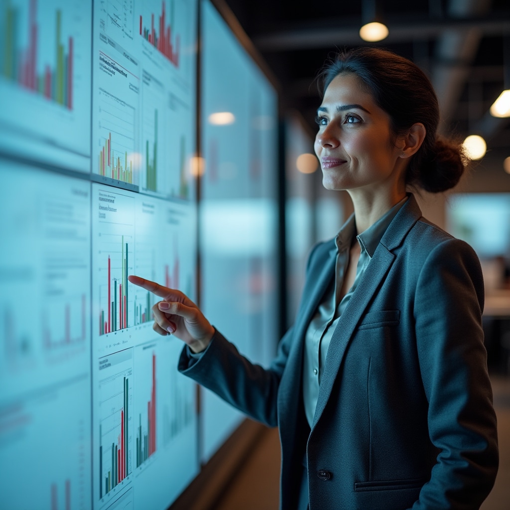 Financial analyst examining risk metrics and default rates