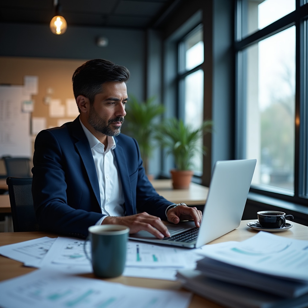 Analyst reviewing crowdlending platform documentation and financial data